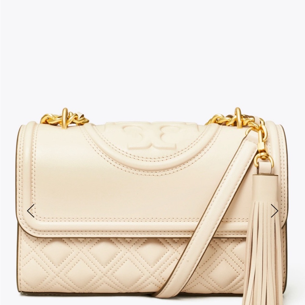 Tory Burch New Cream Small Fleming Convertible Shoulder Bag